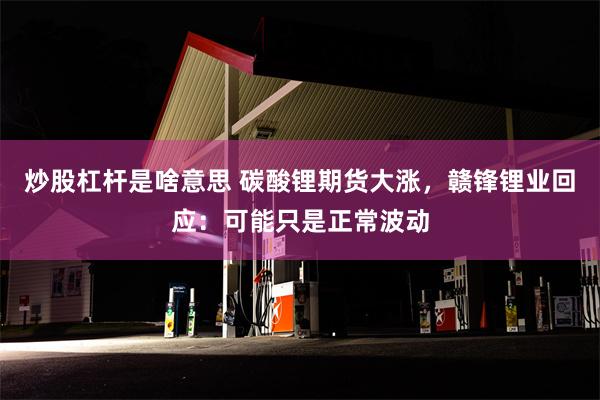 炒股杠杆是啥意思 碳酸锂期货大涨，赣锋锂业回应：可能只是正常波动