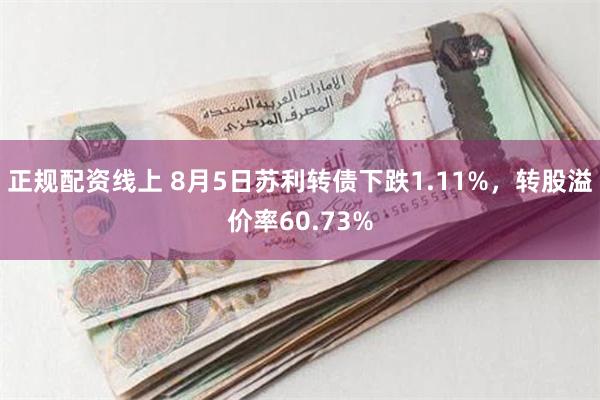 正规配资线上 8月5日苏利转债下跌1.11%，转股溢价率60.73%