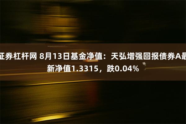 证券杠杆网 8月13日基金净值：天弘增强回报债券A最新净值1.3315，跌0.04%