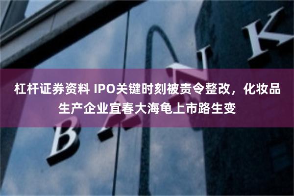 杠杆证券资料 IPO关键时刻被责令整改，化妆品生产企业宜春大海龟上市路生变