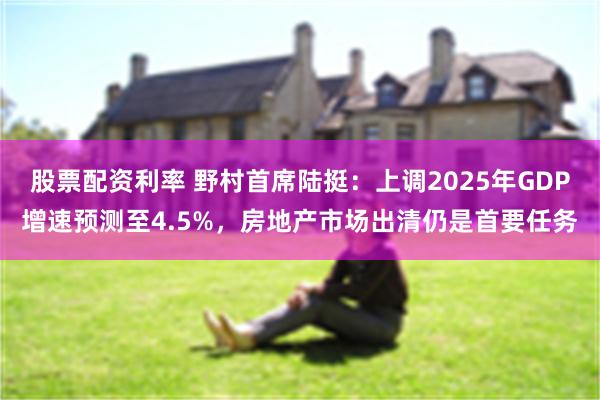 股票配资利率 野村首席陆挺：上调2025年GDP增速预测至4.5%，房地产市场出清仍是首要任务